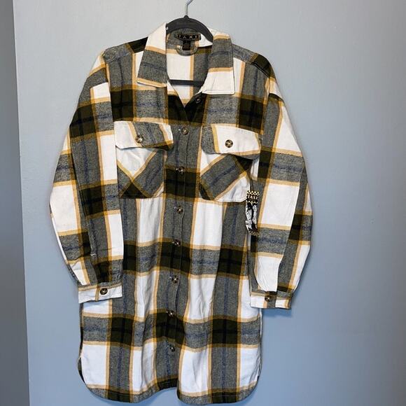 Brushed Flannel Heavyweight Button Down Flannel Shacket with Pockets XL - Picture 9 of 11